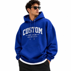 Vente en gros Sweat à capuche oversize épais d'hiver 100% coton molletonné avec logo imprimé OEM épaules tombantes unisexe - Product Image 2