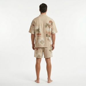 Custom Men's Cruise Resort Shirt And Shorts <b>Set</b> OEM ODM Private Label Clothing Factory - Product Image 2