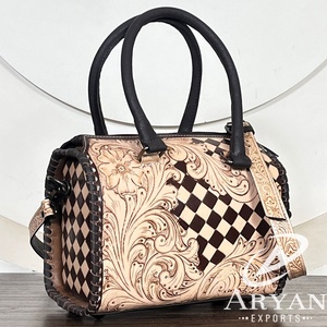 Bolso de mano y bandolera de cuero de vaca repujado a cuadros en tonos marrón y tostado, estilo vaquero, tamaño mediano de 11 pulgadas, modelo Speedy, personalizado 2026 - Product Image 1