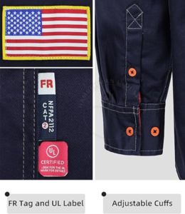 เสื้อกันไฟ เสื้อทำงาน FR แบบสั่งทำ คุณภาพดีที่สุด เสื้อเชื่อมแขนยาวกันไฟ สไตล์ตะวันตก ทนทาน - Product Image 5