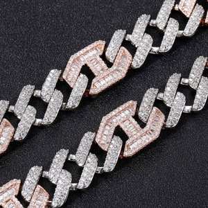 Cadena Cubana de Moissanita de Última Generación para Hombre, 2 Filas, 8mm-14mm, Estilo Hip Hop, Plata de Ley 925, 20 Pulgadas, Collar de Regalo - Product Image 4