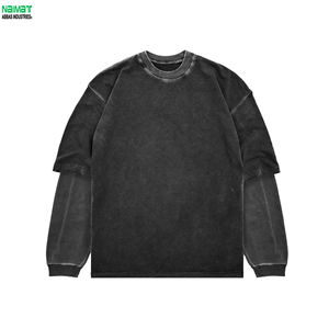 Camiseta de Manga Corta con Cuello Redondo, Doble Capa, Estilo Vintage, Corte Holgado, Secado Rápido, para Uso Diario, Comodidad Duradera - Product Image 1