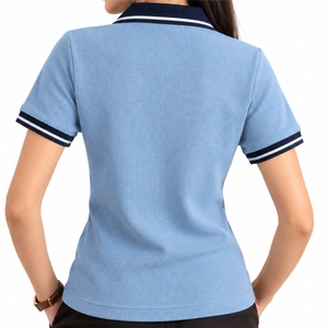 เสื้อโปโลผู้หญิง แขนสั้น คอปก สไตล์ลำลอง สำหรับกอล์ฟ รับผลิตเสื้อผ้าตามแบบ OEM ทรงปกติ ชายเสื้อตรง - Product Image 2
