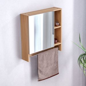 Armadietto a Specchio da Bagno a Parete con Mensole e Portasciugamani, Mobiletto Portamedicinali Sopra il WC - Product Image 2