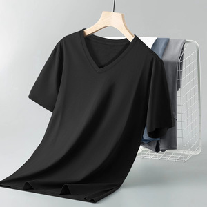 OEM Customized Pure cotton <b>v</b> <b>neck</b> <b>t</b> <b>shirt</b> <b>men's</b> summer slim solid color casual bottoming <b>t</b> <b>shirt</b> - Product Image 4