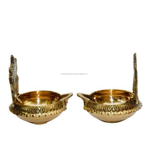 Vástago de latón puro y Chakra kuber Diya, 3 pulgadas - Product Image 4