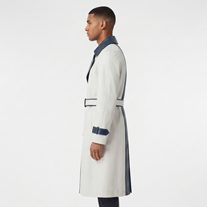 <b>Men's</b> Genuine Leather Fashion Trench Coat <b>Men's</b> PU Leather Overcoat With Waist Belt Boys Leather <b>Long</b> Breasted Button Coat - Product Image 3