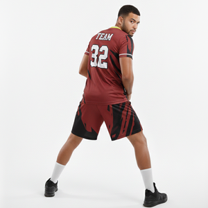 Uniforme de Fútbol Sublimado con Diseño Personalizado, Uniforme de Baloncesto Color Granate con Cuello en V al Por Mayor - Product Image 2