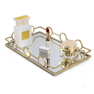 Plateau rond miroir argenté élégant, en métal, décoratif, pour organiser les parfums et le maquillage, plateau de présentation pour la salle de bain, décoration intérieure, plateau de service - Product Image 3