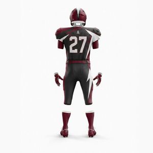 Uniforme de football américain personnalisé noir rouge blanc, impression par sublimation, polyester respirant, maillot pour homme adulte, numéro 27 - Product Image 2