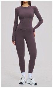Highly Professional Women,s Slim Fit Workout Sportswear Set Includes High Waist Leggie Bra Plus Size Anti-Bacterial Washed Solid - Product Image 2