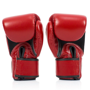 Guantes de Boxeo Fairtex Profesionales Más Vendidos, Rojos, de Cuero Genuino, para Muay Thai y Kickboxing, con Correa - Product Image 3