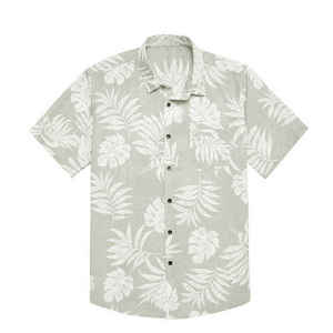 เสื้อเชิ้ตแขนสั้นพิมพ์ลายใบไม้เขตร้อนสำหรับผู้ชาย เสื้อเชิ้ตฮาวายลำลองติดกระดุมสำหรับฤดูร้อนชายหาด - Product Image 2
