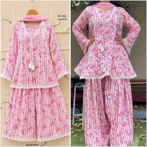 Tenue traditionnelle pour femmes, printemps-été, ensemble décontracté en coton khadi pur, broderie, ensemble coordonné pour femmes, motif floral - Product Image 3