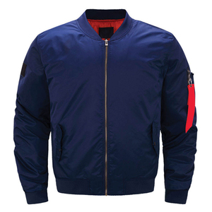 Blouson de moto bleu marine pour homme, col montant, fermeture éclair, coupe-vent, écologique, décontracté, pour l'hiver, coupe régulière, 100 % coton - Product Image 1