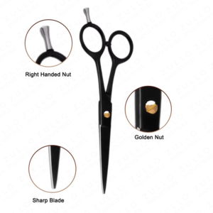 Ciseaux de barbier professionnels en acier à haute teneur en carbone, revêtement noir, avec logo personnalisé - Product Image 5