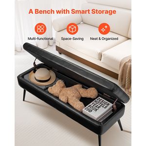 Banc de rangement moderne en similicuir PU avec pieds en métal, banc à chaussures pour entrée, tabouret et ottoman rembourrés - Product Image 4