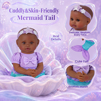 Poupée Reborn Fille Mini Sirène Riley de 12 Pouces Babeside, Cheveux Sculptés Afro-Américains, Tête en Vinyle, Corps en Tissu Doux, Vente en Gros