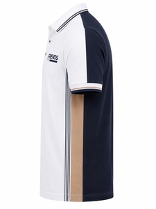 เสื้อโปโลชาย แขนสั้น ผ้าฝ้ายอ๊อกซ์ฟอร์ด สีตัดต่อ สบายๆ ระบายอากาศได้ดี สีขาว กรมท่า เบจ โลโก้ด้านหน้า - Product Image 4