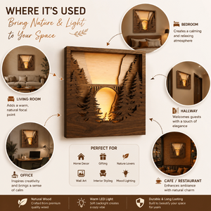 Decoración de Pared LED de Madera Premium con Diseño de Paisaje Escénico, Iluminación Ambiental Cálida para Dormitorio, Sala de Estar y Decoración de Restaurantes - Product Image 5