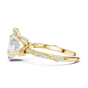 Bague solitaire en or jaune avec diamant taille poire, élégante bague de fiançailles et de mariage, pavé de diamants, bijoux de luxe pour femmes - Product Image 5