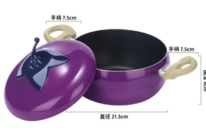Ensemble de casseroles antiadhésives en forme d'aubergine pour le camping, comprenant une poêle et une casserole à induction en aluminium - Product Image 3