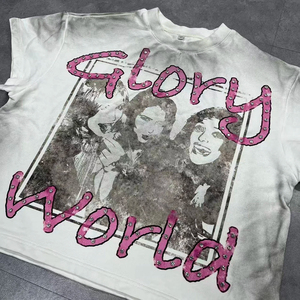 2026 Wholesale High Quality Custom Dtg Print O Neck Gemstones <b>Tshirts</b> for Men Dirty Washed Distressed Design Men's <b>Tshirts</b> - Product Image 4