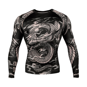 เสื้อรัดรูปแขนยาวสำหรับผู้ชาย ยี่ห้อ Oem Mma Rash Guard ผ้าซับลิเมชั่น สำหรับกีฬา Bjj ยิวยิตสู มวยไทย ทรงเข้ารูป - Product Image 3