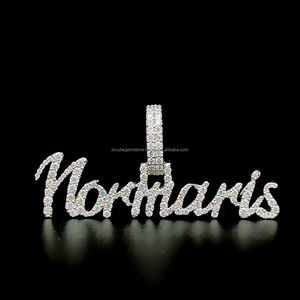 Hip Hop Custom Cursive Moissanite Letter <b>Name</b> <b>Pendant</b> With <b>Necklace</b> Bling Bing Women Men Rapper Jewelry - Product Image 1