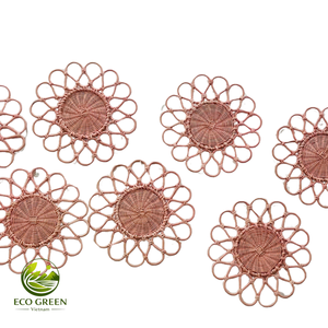 Eco Friendly Handwoven Rattan Placemat Floral Shape <b>Table</b> <b>Mat</b> for Dining Room Boho Farmhouse Kitchen Home Decor - Product Image 4