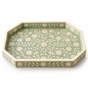 Plateau de service rectangulaire décoratif floral en bois et résine, fait main, moderne, écologique, personnalisable, vente en gros OEM ODM - Product Image 1