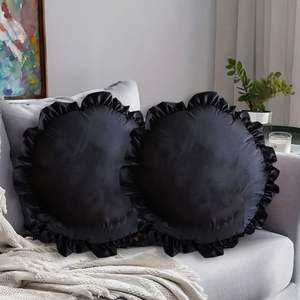 Butterfly Black Vintage 45cm Throw <b>Pillow</b> with Lotus Leaf Edge Decorative Cushion for <b>Sofa</b> Bed Living Room Home Decor - Product Image 5