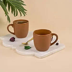 Solid Chocolate Brown <b>Ceramic</b> Tea <b>Cup</b> Set of 2 - Product Image 4