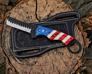 Couteau de cowboy artisanal, couteau à tailler le bétail en acier forgé à la main avec étui en cuir noir, qualité industrielle OEM/ODM - Product Image 5