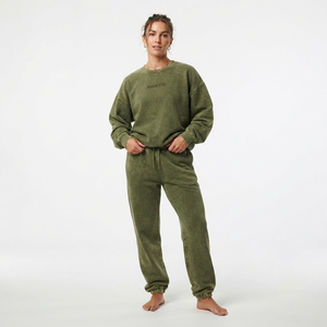 Conjunto Deportivo de Dos Piezas para Mujer, Sudadera y Pantalones Jogger de Alta Calidad, Lavado Ácido, Cuello Redondo, Ropa Urbana - Product Image 3
