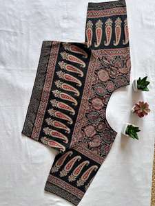 Designer Casual Wear Handcrafted Hand Block Designer Ajrakh Cotton <b>Readymade</b> Ready To Wear <b>Blouse</b> - Product Image 5