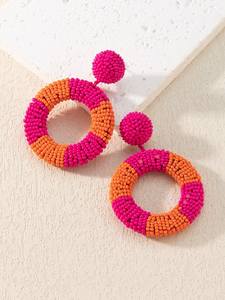 Boucles d'oreilles élégantes brodées de pierres et de perles, bijoux fantaisie faits à la main pour les tenues de soirée - Product Image 5
