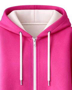 Sweat-shirt à capuche long rose vif pour femme, en polaire, avec poches kangourou, vêtement d'hiver décontracté et chaud, fabrication OEM personnalisée - Product Image 3