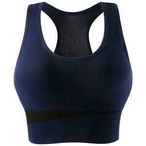 Womens Seamless <b>Racer</b> <b>Back</b> High Support Sports Bra Medium for Crop <b>Top</b> Quick Dry Spandex Wide Elastic Band Two-Tone - Product Image 4