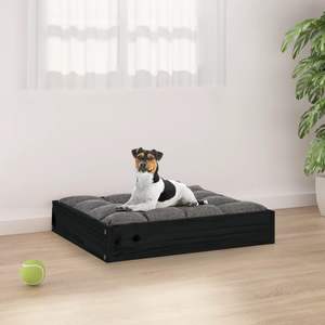 Lit pour chien en bois de pin massif durable, noir, 20,3 x 17,3 x 3,5 pouces, pour animaux de compagnie - Product Image 1