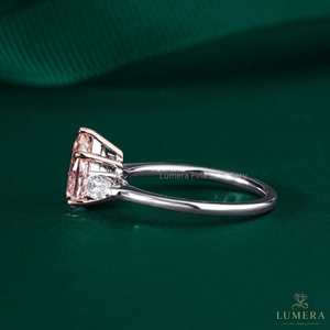 แหวนเพชรชมพูเพาะเลี้ยงในห้องปฏิบัติการ ราคาโรงงาน รับรองโดย IGI รูปทรงลูกแพร์ ทอง 9K 10K 14K 18K เครื่องประดับผู้หญิง ของขวัญ ขายส่ง - Product Image 5