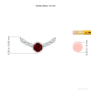 14K 18K <b>Gold</b> Natural Round Cut Ruby in Diamond Curved Bar <b>Pendant</b> Link Chain Necklace Vintage Inspired Handmade Fine Jewelry OEM - Product Image 3