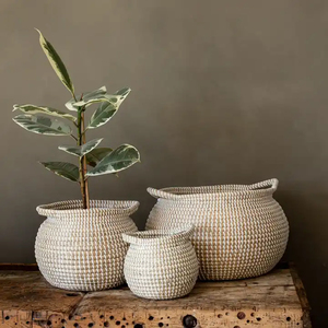 Hot Trend Mini Baby Seagrass <b>Storage</b> Basket Modern Wicker Laundry <b>Hamper</b> with Handles Multipurpose Home Organizer From Vietnam - Product Image 6