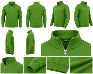 Pull-over pour homme en maille unie verte respirant avec logo frontal, coupe classique, manches longues, col montant, idéal pour l'hiver - Product Image 3