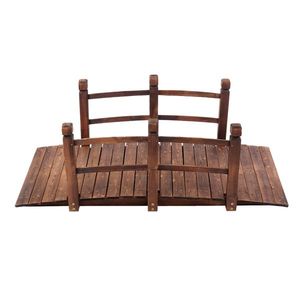 Piccolo ponte ad arco in legno per cortile all'aperto carbonizzazione anticorrosiva colore giardino ornamento paesaggio ponte - Product Image 6