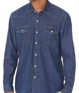 Chemise en jean décontractée pour homme de haute qualité, printemps-automne, manches longues, poche poitrine unique, col pointu - Product Image 3
