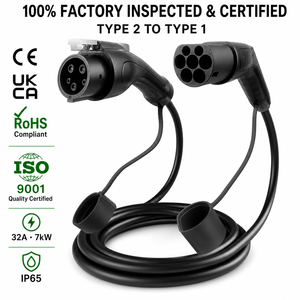 Nouveau câble de charge pour véhicules électriques ZSWINNER ST-E150, certifié IP65, garantie 1 an, UL94V-0, 32A, 7KW, Europe, UE, matériau TPU, plaqué argent, Type 1, Type 2 - Product Image 1