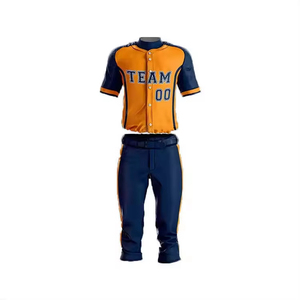 Ensemble uniforme de baseball court unisexe personnalisé pour adultes, orange et bleu marine, imprimé par transfert thermique, motif 3D, taille élastique avant, 100 % polyester - Product Image 3
