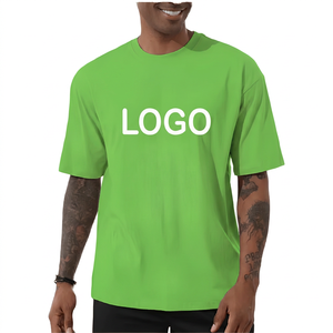 เสื้อยืดโอเวอร์ไซส์สีเขียวมะนาวสำหรับผู้ชาย ทรงหลวม ไหล่ตก สไตล์ลำลอง สตรีทแวร์ เสื้อยืดฤดูร้อน เนื้อผ้านุ่ม ระบายอากาศดี คอกลม สไตล์มินิมอล - Product Image 1