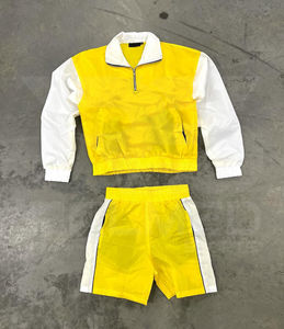 Conjunto deportivo cortavientos estilo streetwear con cremallera de color y pantalones cortos, 100% nailon, nuevo diseño, conjunto deportivo extragrande para hombre, alta calidad - Product Image 2